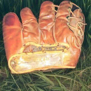Antique Vintage Spalding sewn web split finger baseball glove